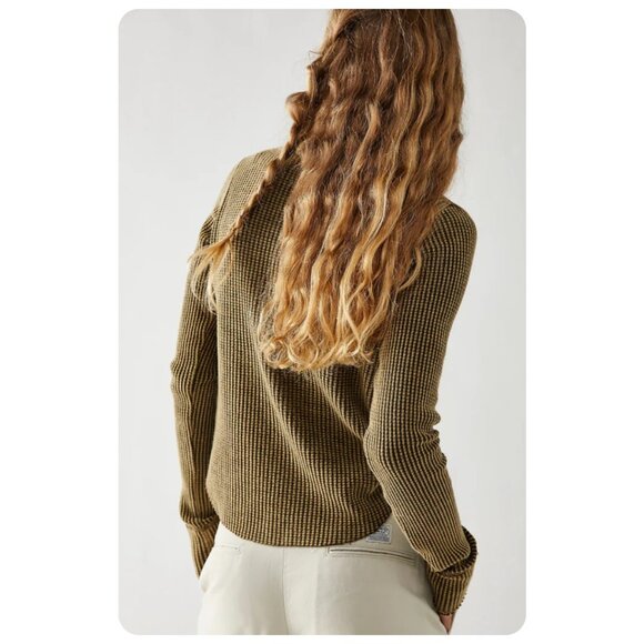 FP One Free People Colt Long Sleeve V-Neck Thermal sz S - Picture 3 of 6